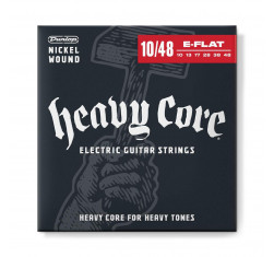 Juego de cuerdas para guitarra Eléctrica Dunlop Heavy Core Nickel Wound DHCN1048 10-48. Calibre 10-13-17-28-38-48.