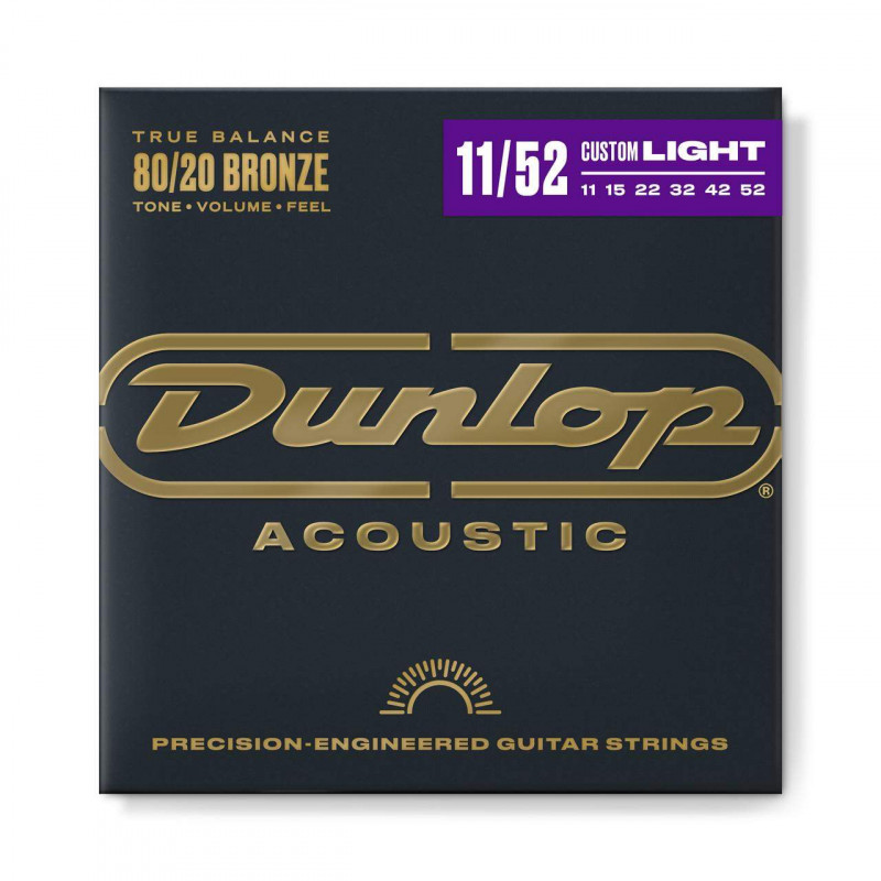 comprar Juego de 6 cuerdas para guitarra acústica DUNLOP DAB1152 Bronze 80/20 Custom Light, Calibre 13 - 56.