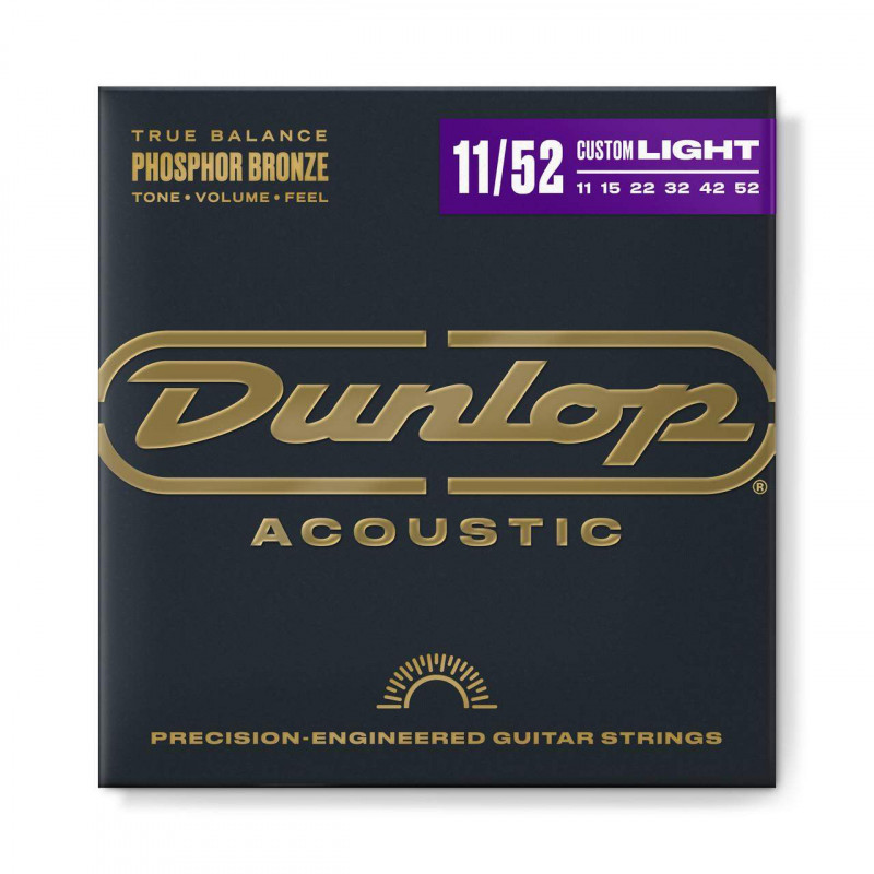 comprar Juego de 6 cuerdas para guitarra acústica DUNLOP DAP1152 Phosphor Bronze Custom Light, Calibre 11-52.