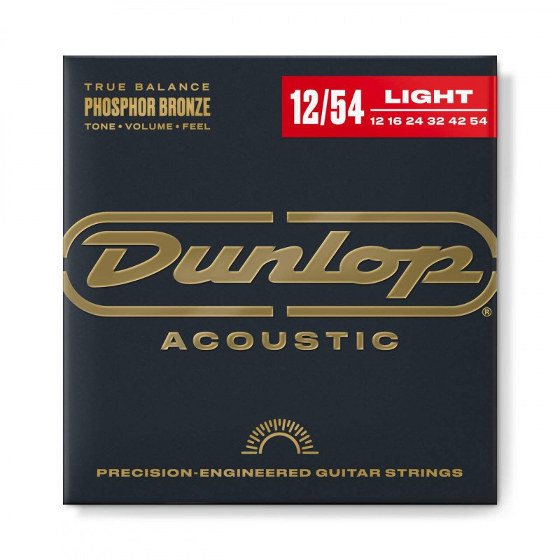 comprar Juego de 6 cuerdas para guitarra acústica DUNLOP DAP1254 Phosphor Bronze Light, Calibre 12-54.
