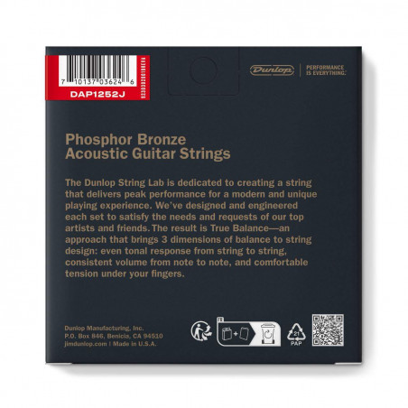comprar Juego Acústica de 12 Cuerdas Dunlop dap1252j Phosphor Bronze Medium, Calibres 12-52.