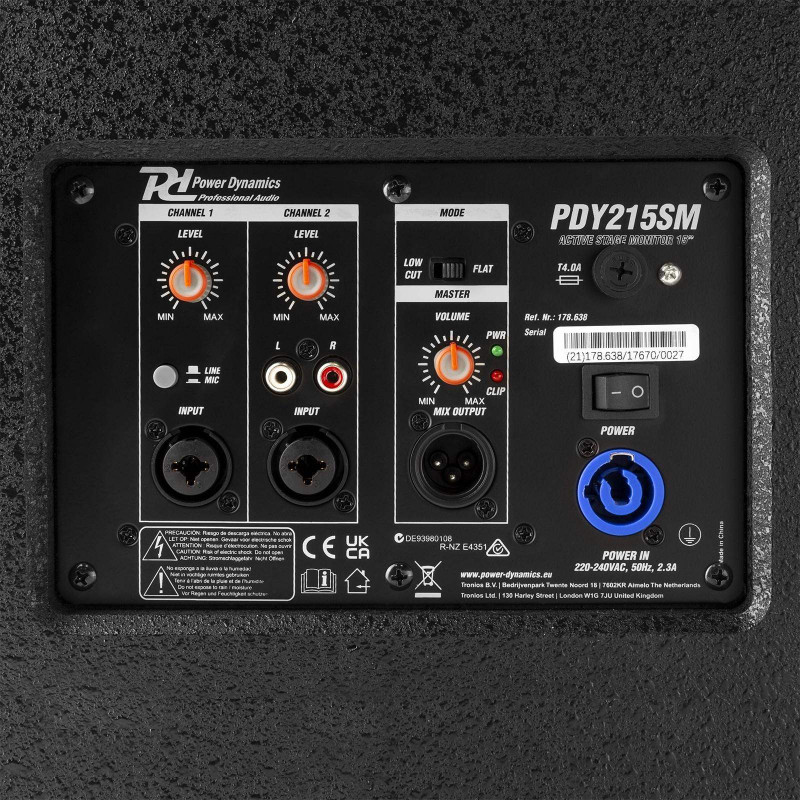 POWER DYMAMICS PDY215SM Monitor Escenario Activo Bi-Amplificado