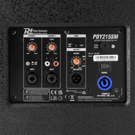 POWER DYMAMICS PDY215SM Monitor Escenario Activo Bi-Amplificado
