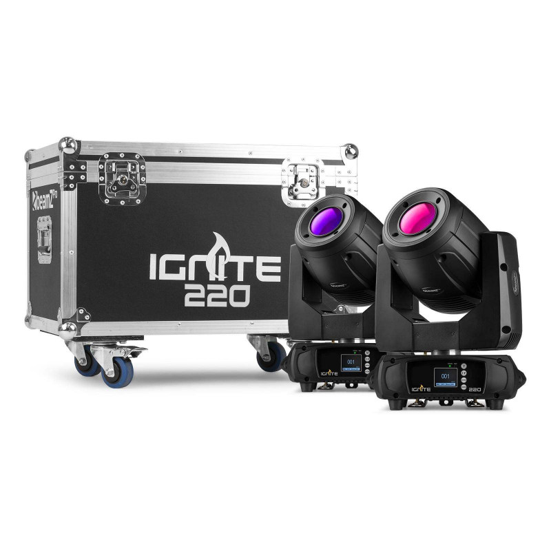 IGNITE220 Set Cabeza Móvil Spot 220W. 2 Piezas + Flightcase,Zoom