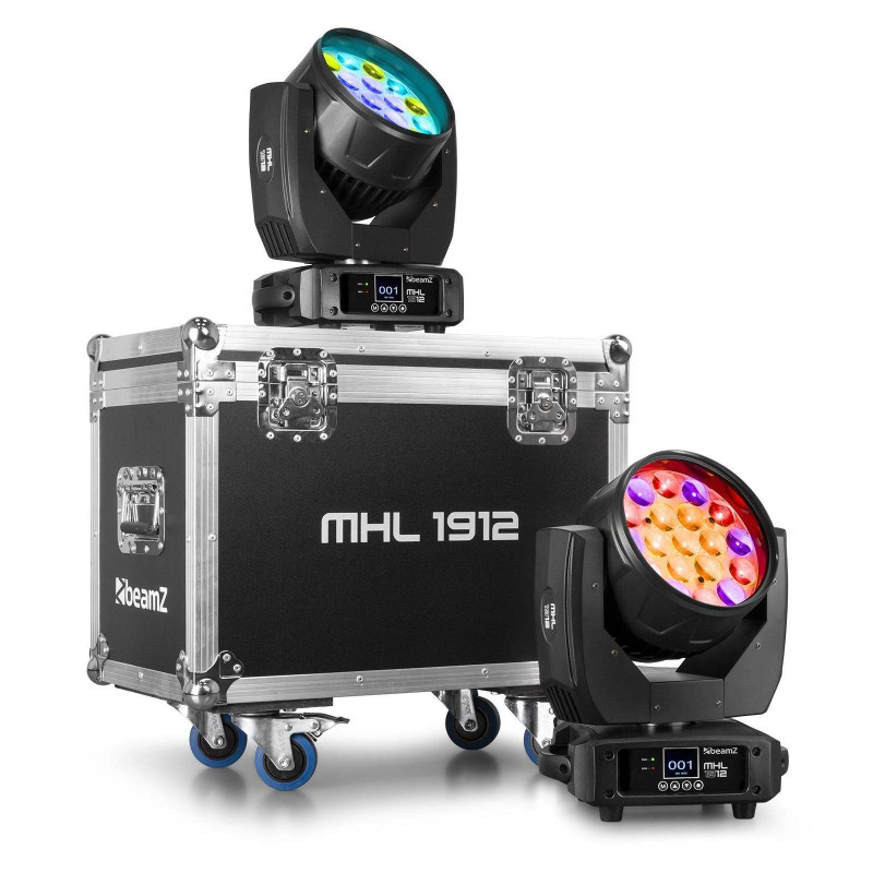 BeamZ MHL1912 LED WASH Cabeza Móvil con Zoom 2Pcs en Flightcase