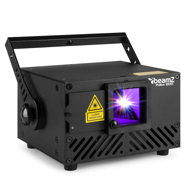 BeamZ POLLUX 1200 LASER de animación TTL RGB 1,2W, Módulos láser rojo (350 mW), verde (150 mW) y azul (700 mW),