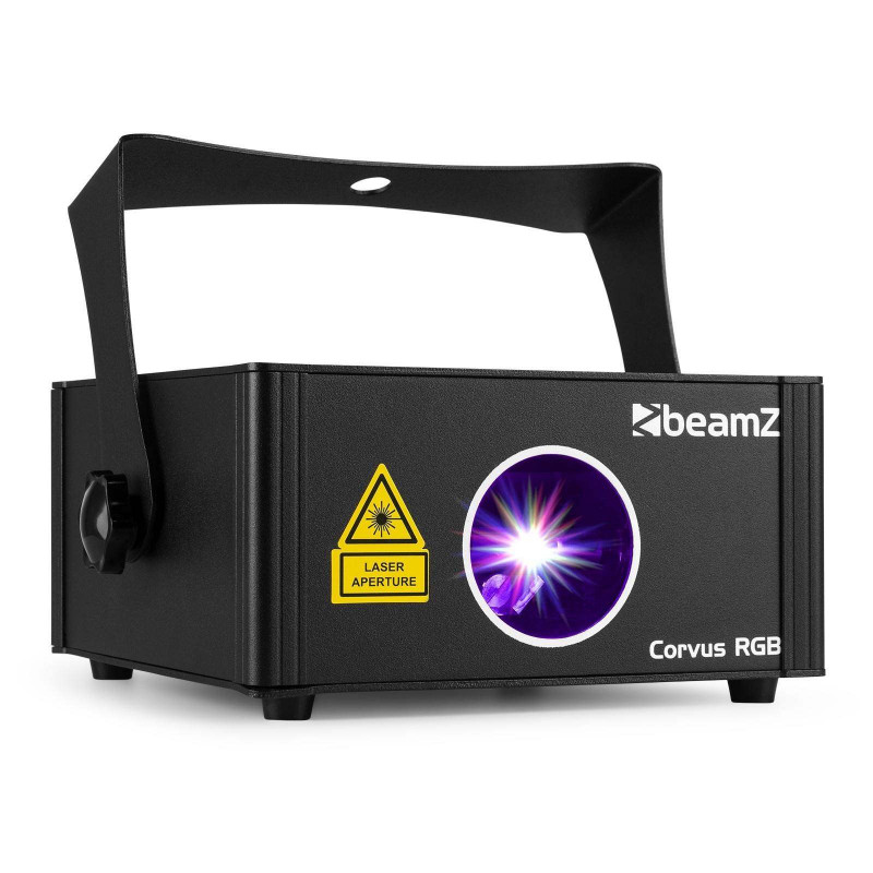 BeamZ CORVUS RGB LASER, Láser rojo (100 mW), verde (30 mW) y azul (100 mW)