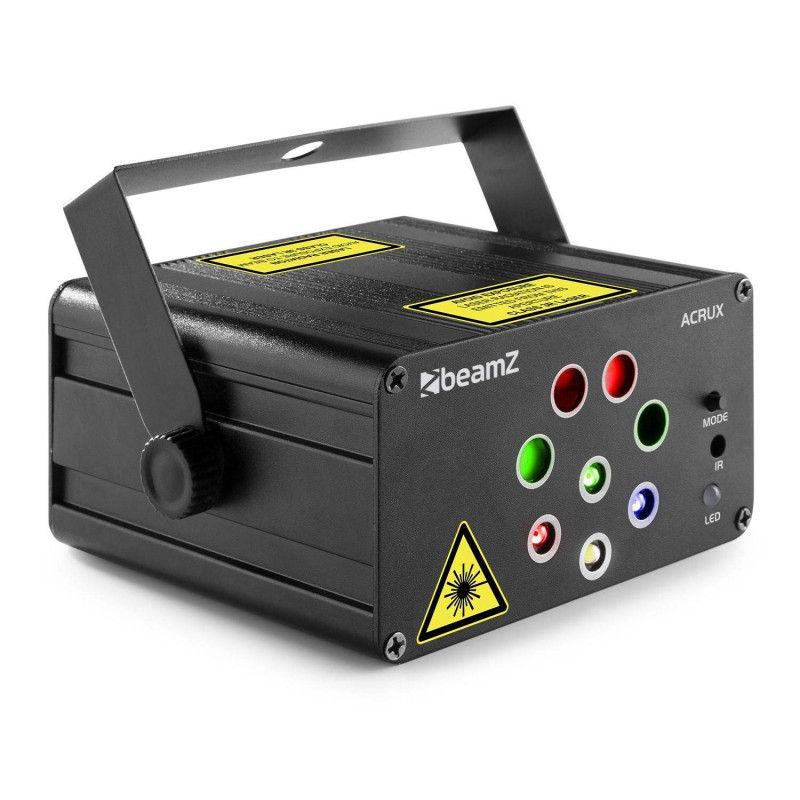 BeamZ ACRUX QUATRO R/G PARTY LASER CON RGBW, Compacto y ligero,Laser 2x Rojo (100mW) y 2x verde (50mW)