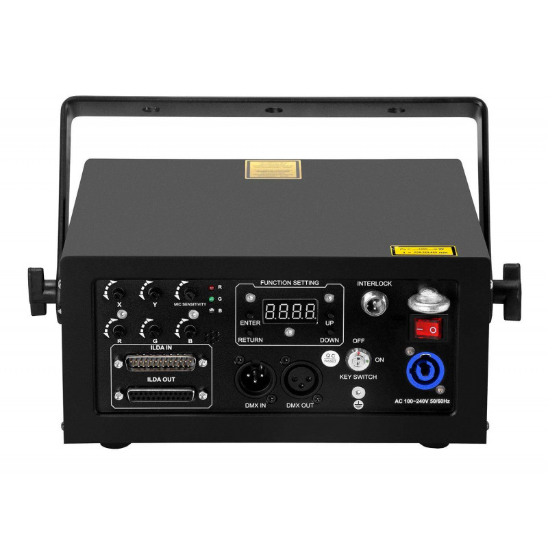 Beamz Phantom 5000 Laser Puro Diodo RGB, Salida garantizada 5W,Rojo (1300mW), Verde (1500mW) y Azul (2200mW)