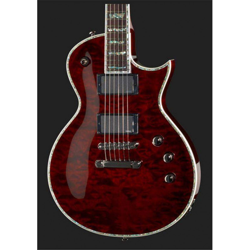Guitarra Eléctrica LTD by ESP EC-1000QM, EC Series, single cut, acabado See Thru Black Cherry.