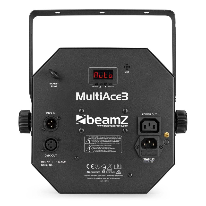 BEAMZ MULTIACE3 Efecto discoteca LED con Strobo,Derby y UV