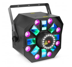 MULTIBOX Efecto Disco 4-en-1 Derby, PARLED, Laser y Strobo