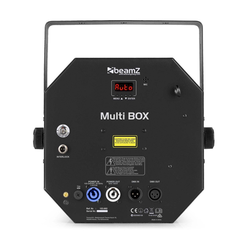 MULTIBOX Efecto Disco 4-en-1 Derby, PARLED, Laser y Strobo