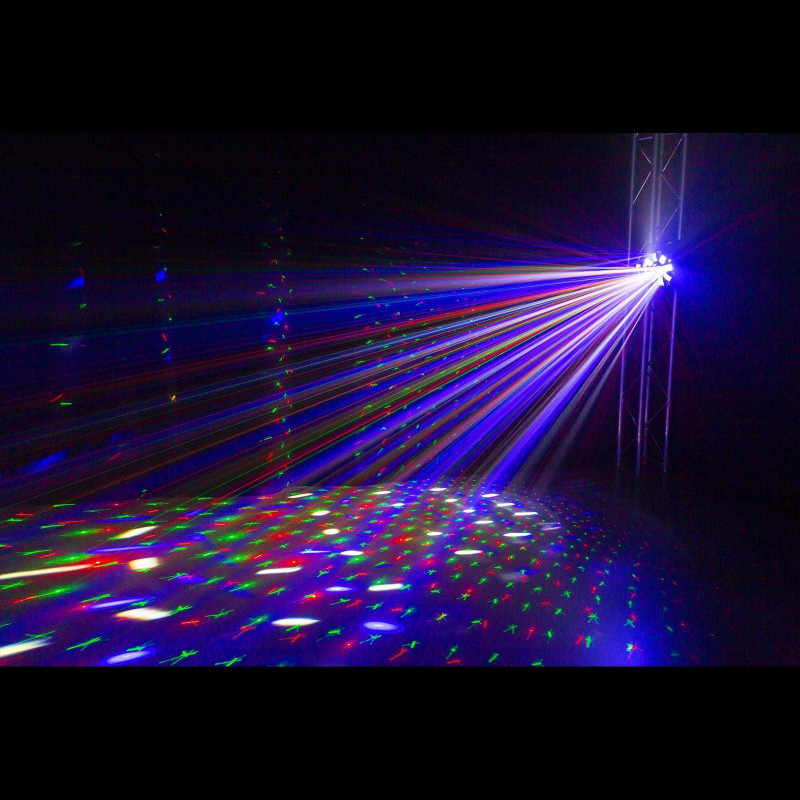 MULTIBOX Efecto Disco 4-en-1 Derby, PARLED, Laser y Strobo