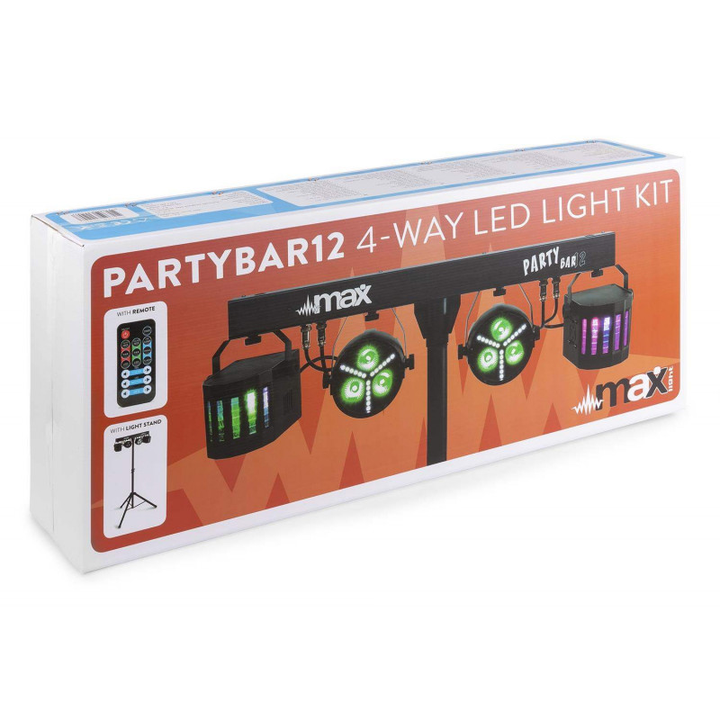 Partybar12 Kit Equipo Iluminacion Disco Derby,Led,Strobo,