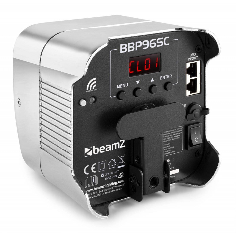 BeamZ BBP96SC Foco PAR LED Uplight con bateria 6x12W WDMX Cromado