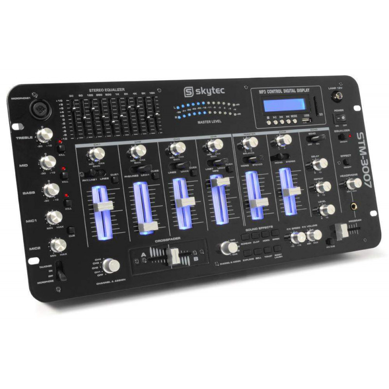 STM3007 Mezclador DJ 6 Canales SD/USB/MP3/LED/BT 19"