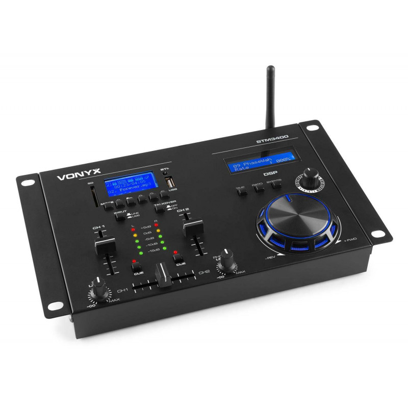 VONYX STM3400 Mezclador DJ de 2 canales con Scratch Gran Jog Wheel para scratching en el canal 1