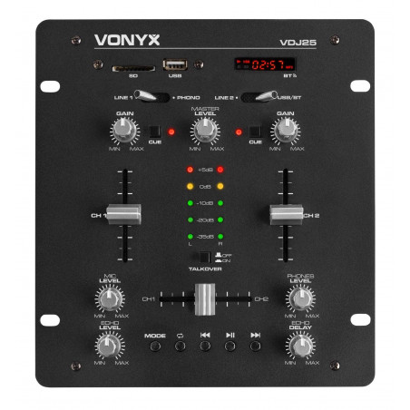 VONYX VDJ25 Amplificador- Mezclador 2 canales con Bluetooth/MP3/SD, VONYX VDJ25 Amplificador- Mezclador 2 canales con Bluetooth/MP3/SD,