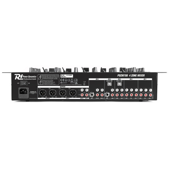 POWER DYNAMICS PDZM700 Mezclador instalacion de 6 canales USB 4 zonas
