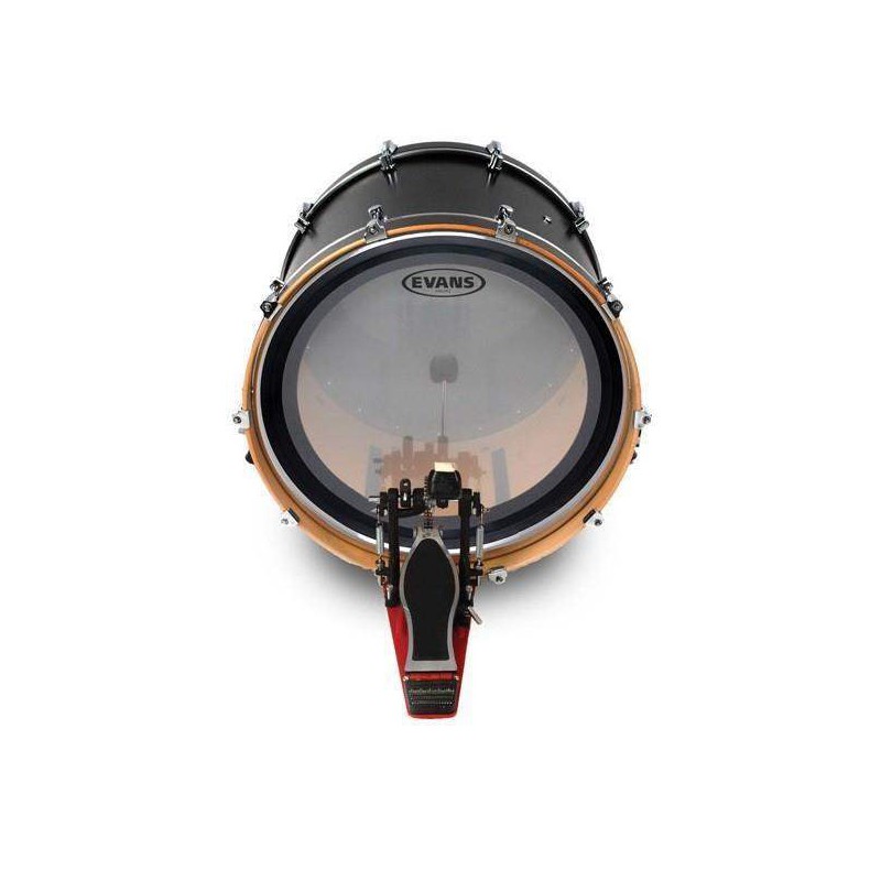 Parche batidor transparente para bombo de 18" Evans BD18EMAD2 de 2 capas con mufle externo.