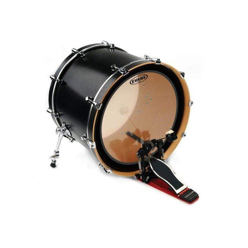 Parche batidor transparente para bombo de 22" Evans BD22EMAD2 de 2 capas con mufle externo.