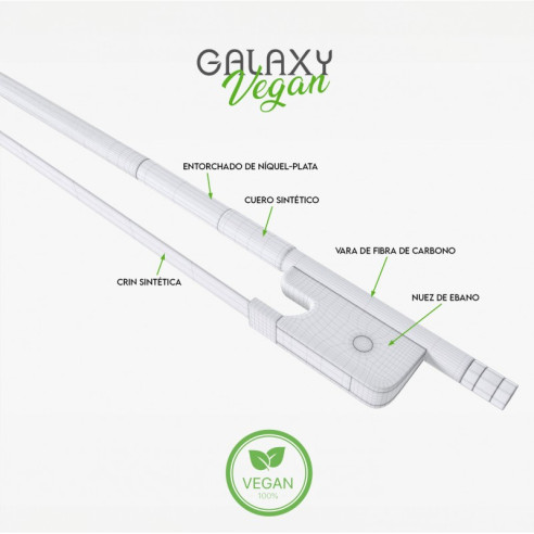 GALAXY VEGAN Arco Violín 4/4 Fibra de Carbono Vegano