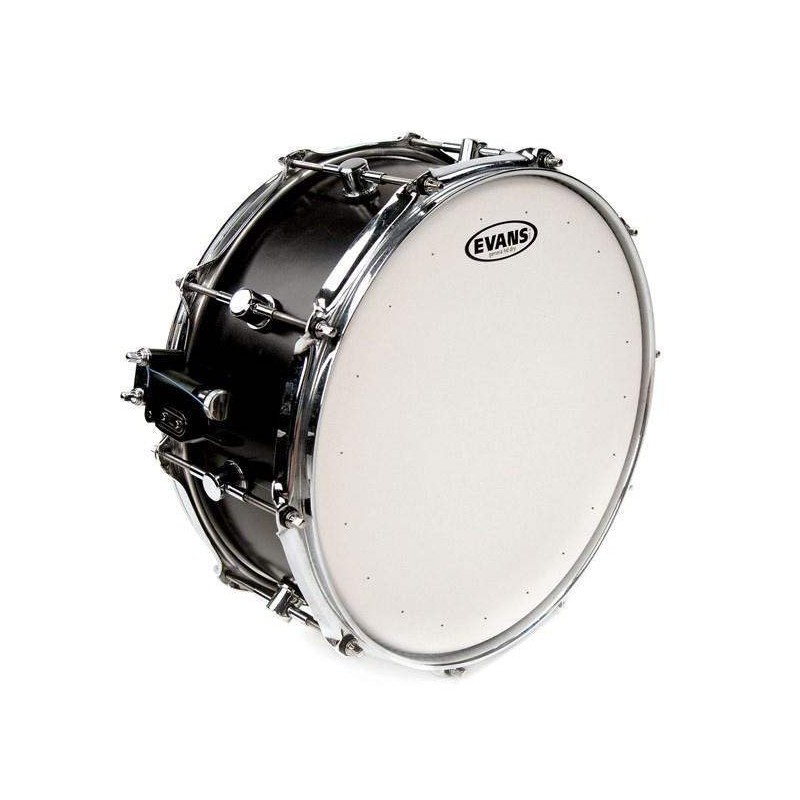 Parche batidor para caja de 12" Evans Genera Dry B12DRY de una capa de 10mil blanco rugoso con muffle y agujeros.