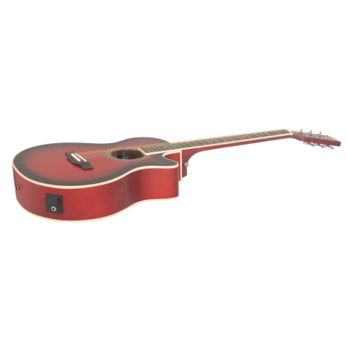 Indiana Guitarra Acústica Mini Jumbo Rojo Brillo