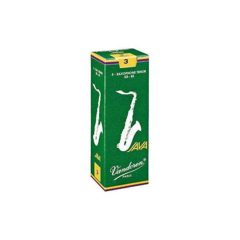 Caja de 5 cañas Vandoren Serie Java Color Verde dureza 2 para Saxo Tenor.