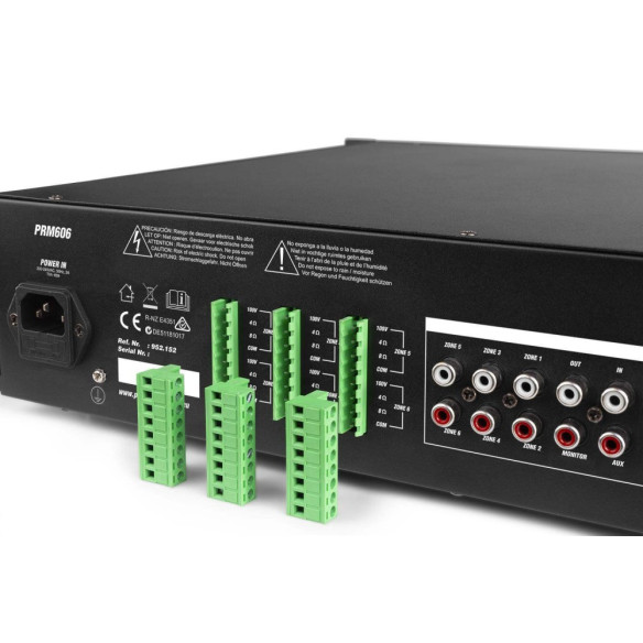 Power Dynamics PRM606 Amplificador matrix de 6 Zonas 360W línea de 100v