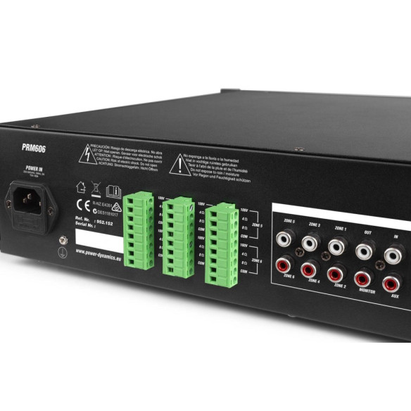 Power Dynamics PRM606 Amplificador matrix de 6 Zonas 360W línea de 100v