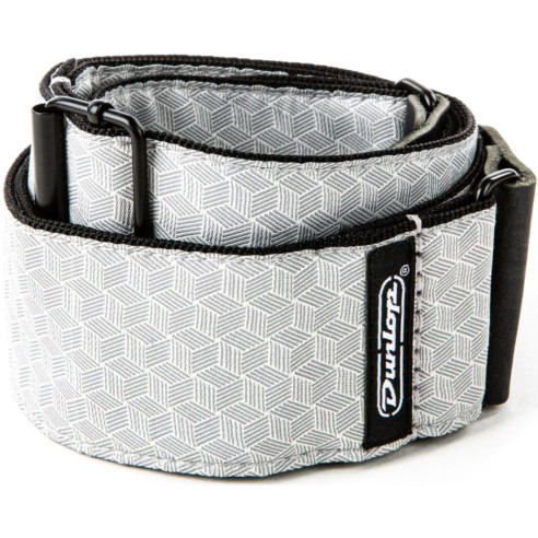 D67-12 Correa Guitarra Jacquard Cube Hatch Light Grey 