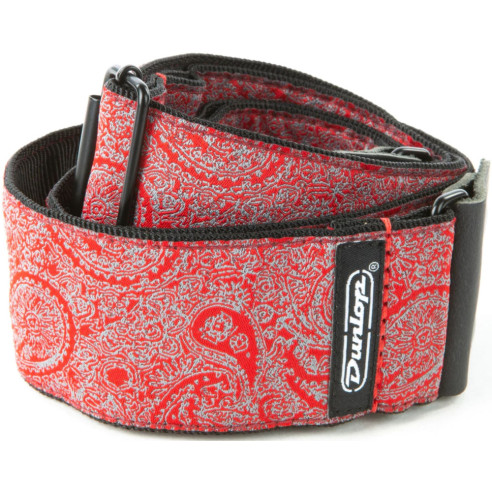 D67-11 Correa Guitarra Jacquard Paisley Red 