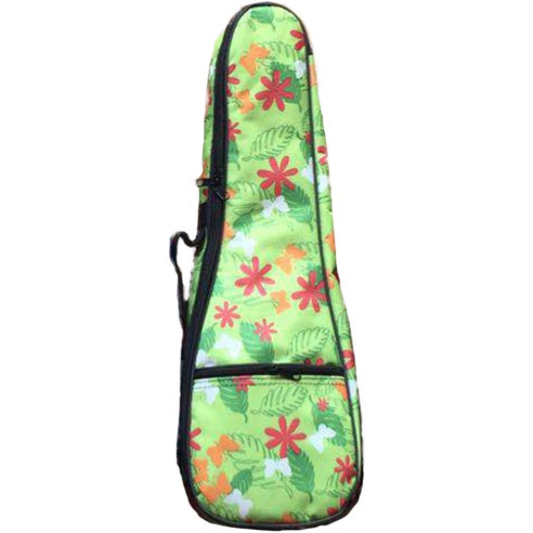 Funda Ukelele Soprano Verde con Margaritas