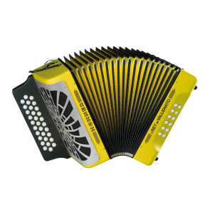 Hohner El Rey del Vallenato BBEBAB Amaril/Plata Acordeón de botones