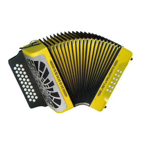 Hohner El Rey del Vallenato BBEBAB Amaril/Plata Acordeón de botones