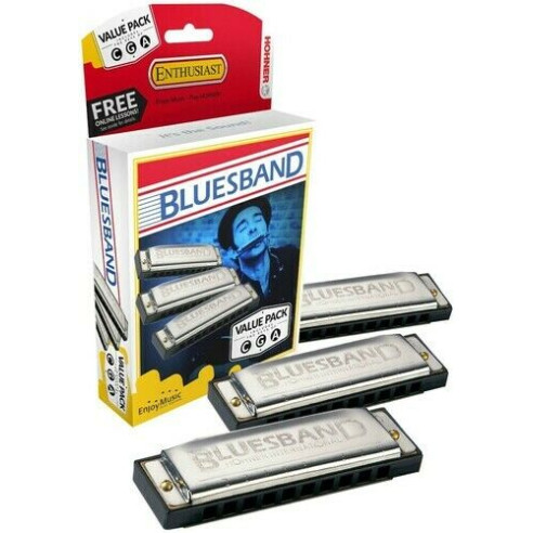 HOHNER BLUES BAND Pack 3 Armónicas de Blues DO,LA,SOL