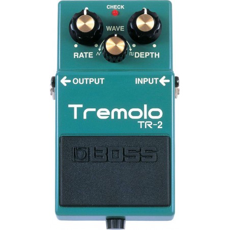 Pedal Tremolo Boss TR-2 con efectos de tremolo clásicos de los amplificadores de antaño. Pedal Tremolo Boss TR-2 con efectos de tremolo clásicos de los amplificadores de antaño.